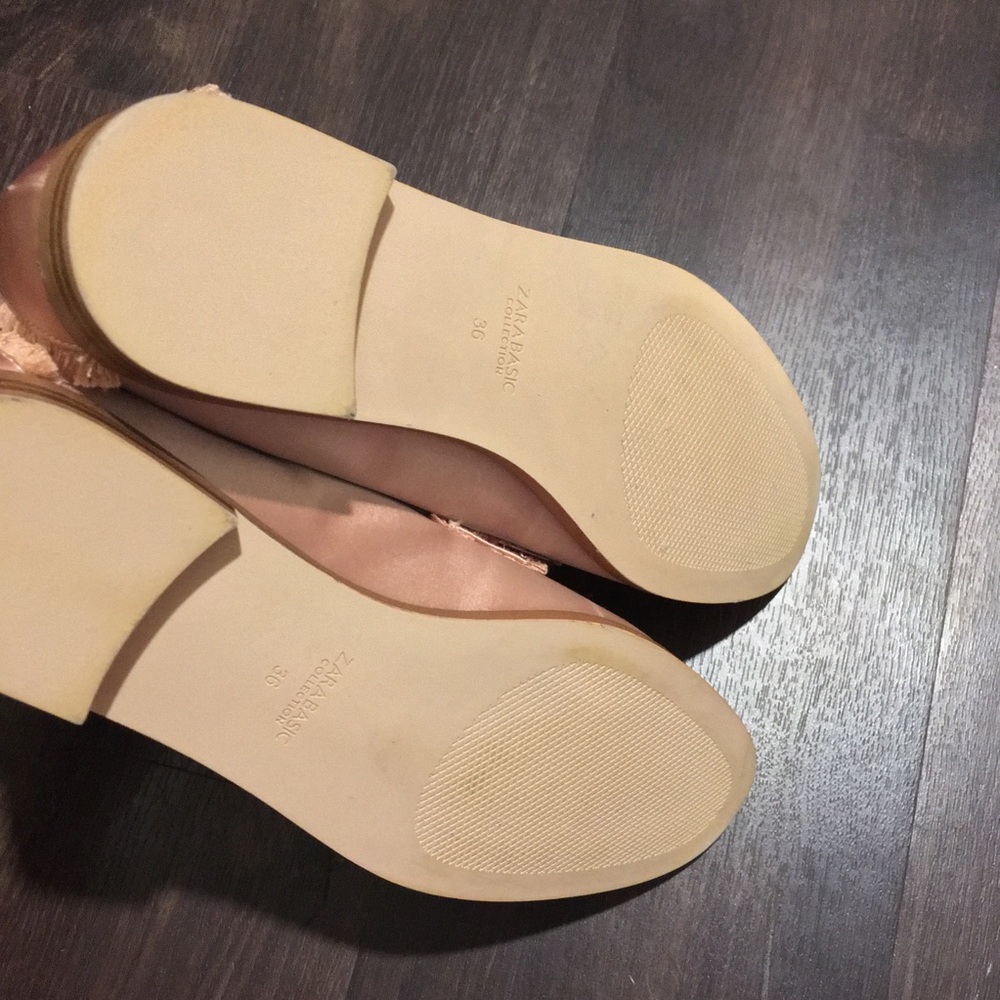 NEW Zara Pink Satin Frayed Loafers Flats - Picture 5 of 8